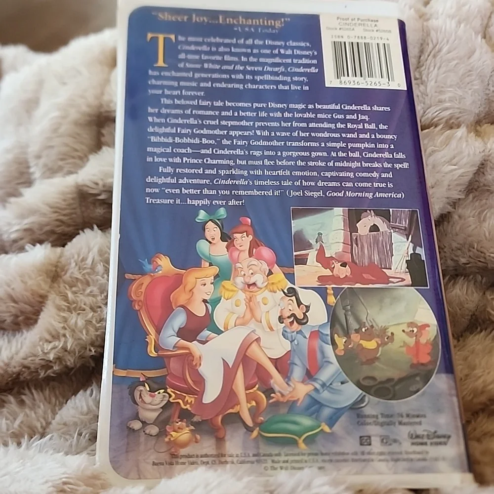 Rare Vintage Cinderella VHS Tape, 1995, Walt Disney Masterpiece Collection